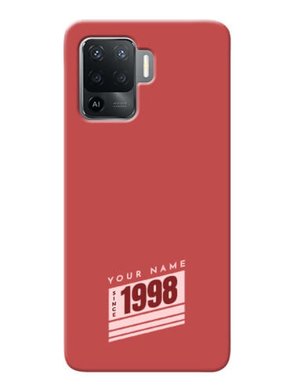 Custom Oppo F19 Pro Phone Back Covers: Red custom year of birth Design