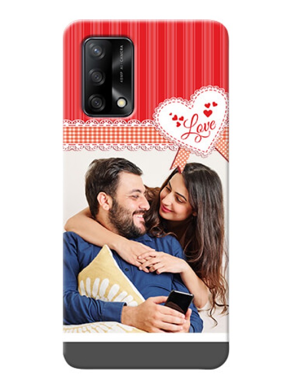 Custom Oppo F19 phone cases online: Red Love Pattern Design