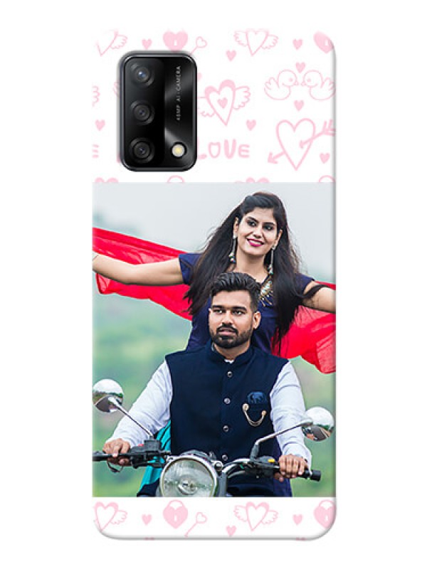 Custom Oppo F19 personalized phone covers: Pink Flying Heart Design
