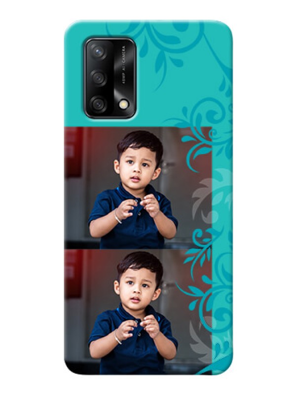 Custom Oppo F19 Mobile Cases with Photo and Green Floral Design 