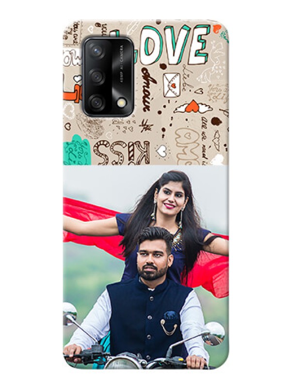 Custom Oppo F19 Personalised mobile covers: Love Doodle Pattern 