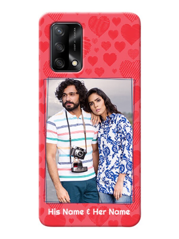Custom Oppo F19 Mobile Back Covers: with Red Heart Symbols Design