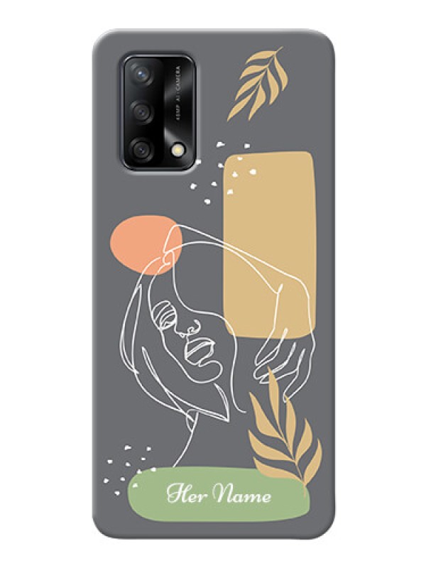 Custom Oppo F19 Phone Back Covers: Gazing Woman line art Design