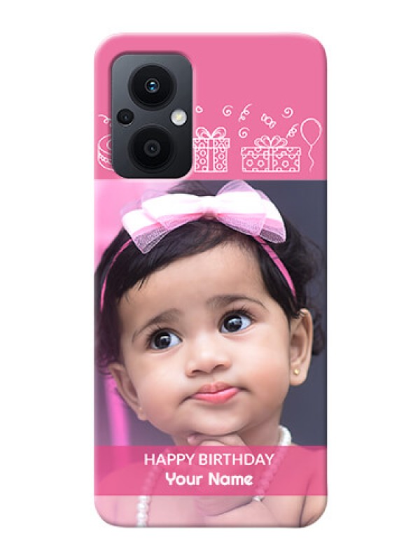 Custom Oppo F21 Pro 5G Custom Mobile Cover with Birthday Line Art Design