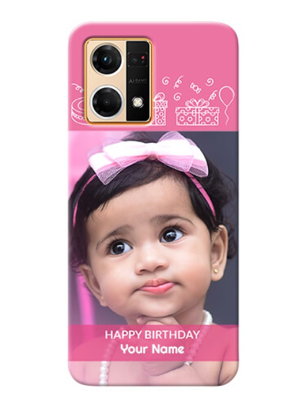 Custom Oppo F21 Pro Custom Mobile Cover with Birthday Line Art Design