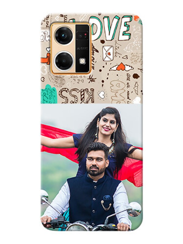 Custom Oppo F21 Pro Personalised mobile covers: Love Doodle Pattern 