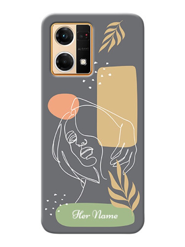 Custom Oppo F21 Pro Phone Back Covers: Gazing Woman line art Design