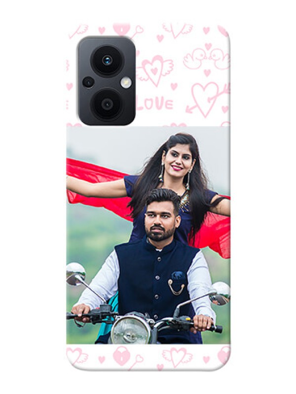 Custom Oppo F21s Pro 5G personalized phone covers: Pink Flying Heart Design