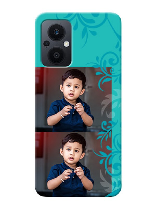 Custom Oppo F21s Pro 5G Mobile Cases with Photo and Green Floral Design 