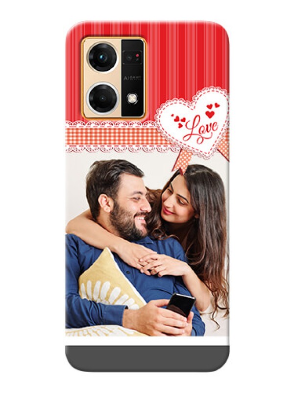 Custom Oppo F21s Pro phone cases online: Red Love Pattern Design