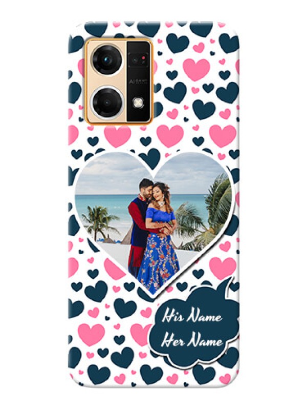 Custom Oppo F21s Pro Mobile Covers Online: Pink & Blue Heart Design