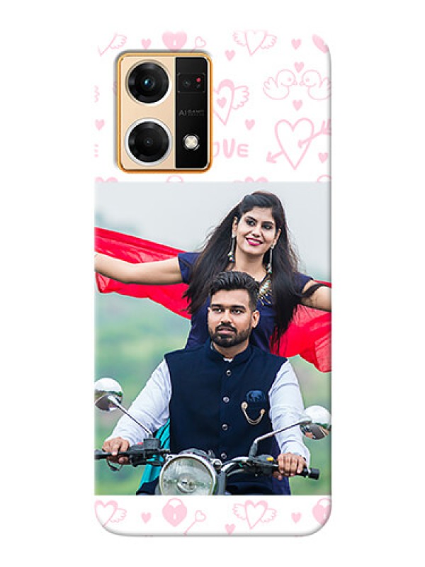 Custom Oppo F21s Pro personalized phone covers: Pink Flying Heart Design
