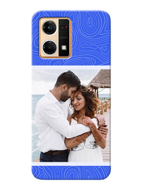 Custom Oppo F21S Pro Mobile Back Covers: Curved line art with blue and white Design