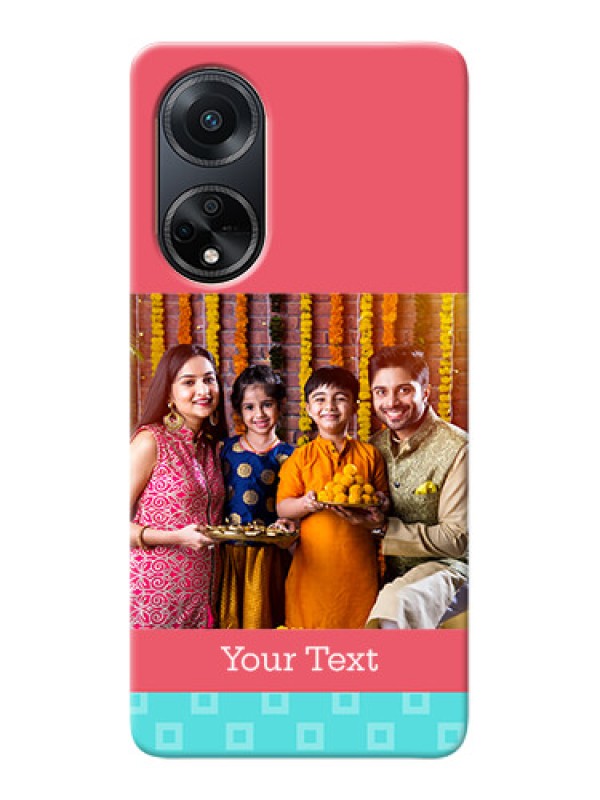 Custom Oppo F23 5G Mobile Back Covers: Peach & Blue Color Design