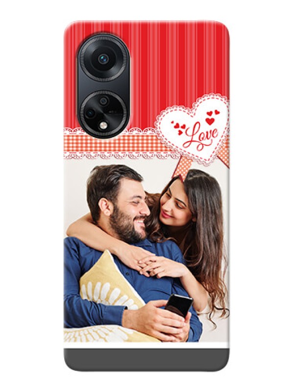 Custom Oppo F23 5G phone cases online: Red Love Pattern Design