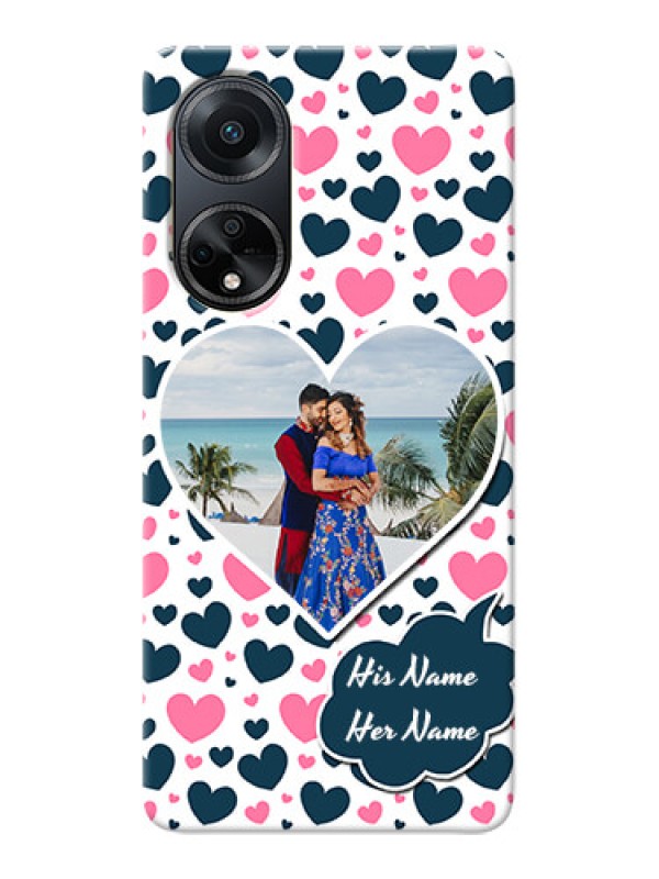 Custom Oppo F23 5G Mobile Covers Online: Pink & Blue Heart Design
