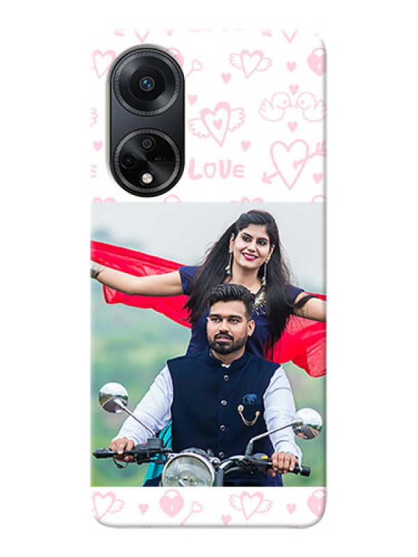 Custom Oppo F23 5G personalized phone covers: Pink Flying Heart Design