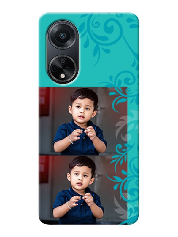 Custom Oppo F23 5G Mobile Cases with Photo and Green Floral Design 