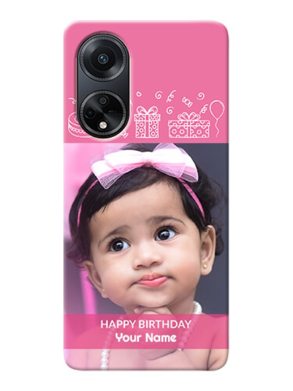 Custom Oppo F23 5G Custom Mobile Cover with Birthday Line Art Design