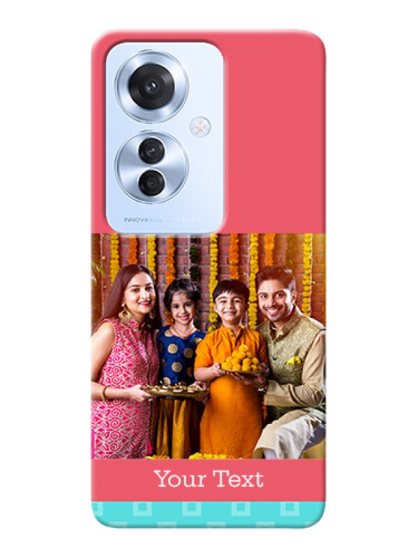 Custom Oppo F25 Pro 5G Mobile Back Covers: Peach And Blue Color Design