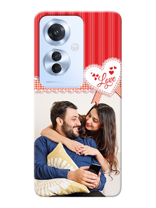 Custom Oppo F25 Pro 5G phone cases online: Red Love Pattern Design