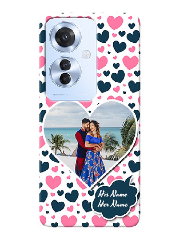 Custom Oppo F25 Pro 5G Mobile Covers Online: Pink And Blue Heart Design
