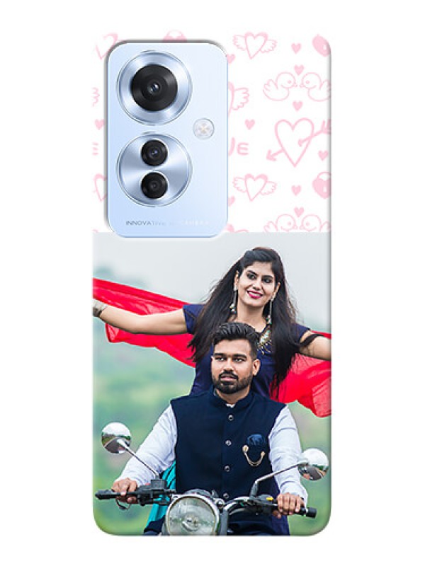 Custom Oppo F25 Pro 5G personalized phone covers: Pink Flying Heart Design