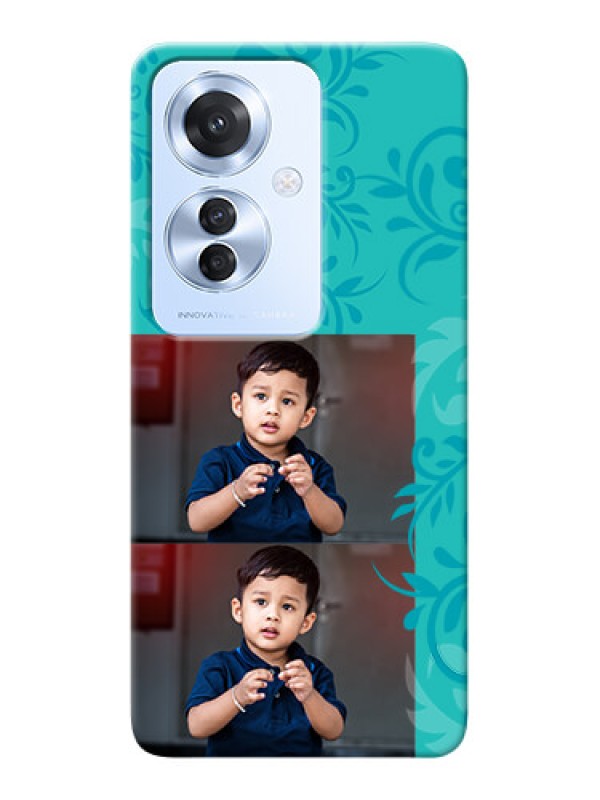 Custom Oppo F25 Pro 5G Mobile Cases with Photo and Green Floral Design