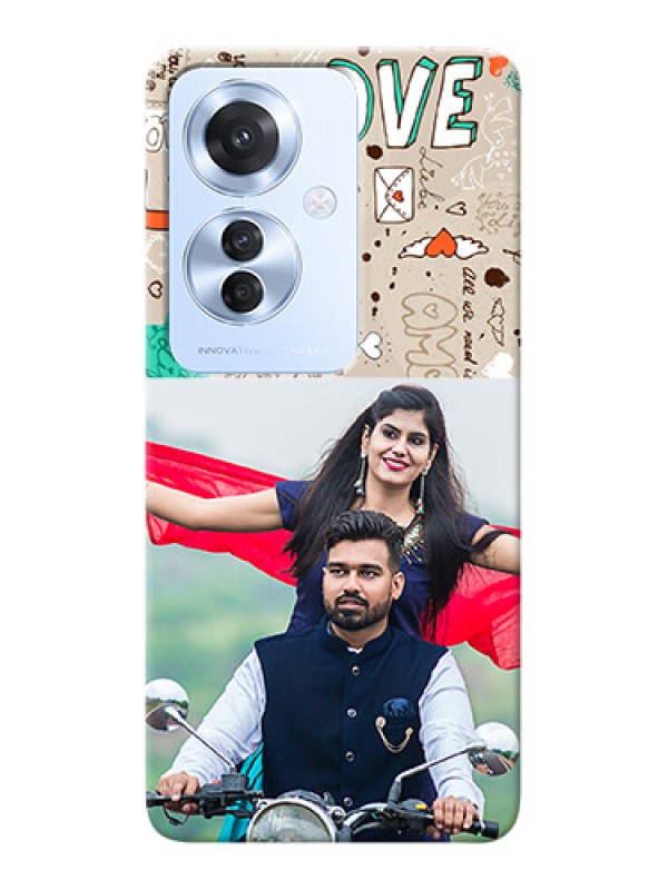 Custom Oppo F25 Pro 5G Personalised mobile covers: Love Doodle Pattern