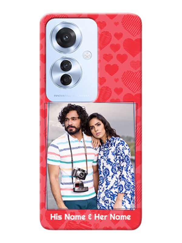 Custom Oppo F25 Pro 5G Mobile Back Covers: with Red Heart Symbols Design