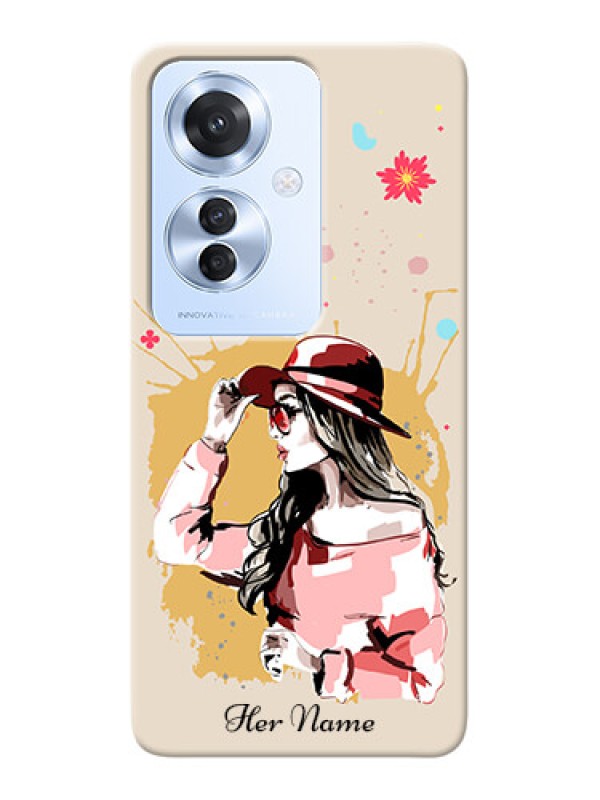 Custom Oppo F25 Pro 5G Photo Printing on Case with Women with pink hat Design