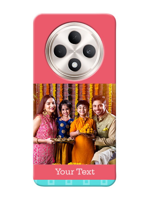 Custom Oppo F27 5G Mobile Back Covers: Peach And Blue Color Design