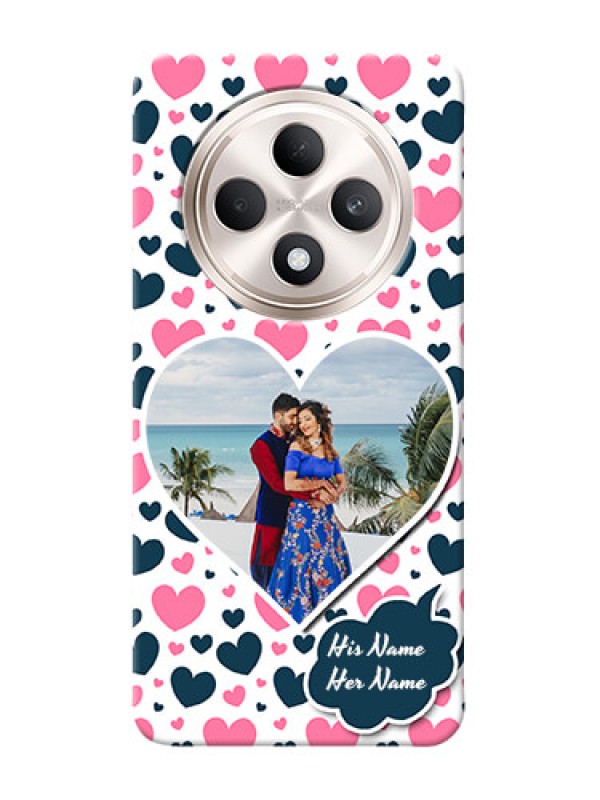 Custom Oppo F27 5G Mobile Covers Online: Pink And Blue Heart Design