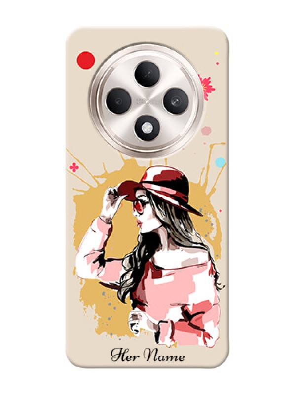 Custom Oppo F27 5G Photo Printing on Case with Women with pink hat Design