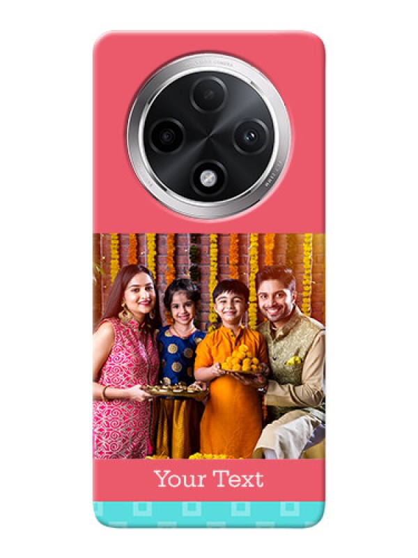 Custom Oppo F27 Pro Plus 5G Mobile Back Covers: Peach And Blue Color Design