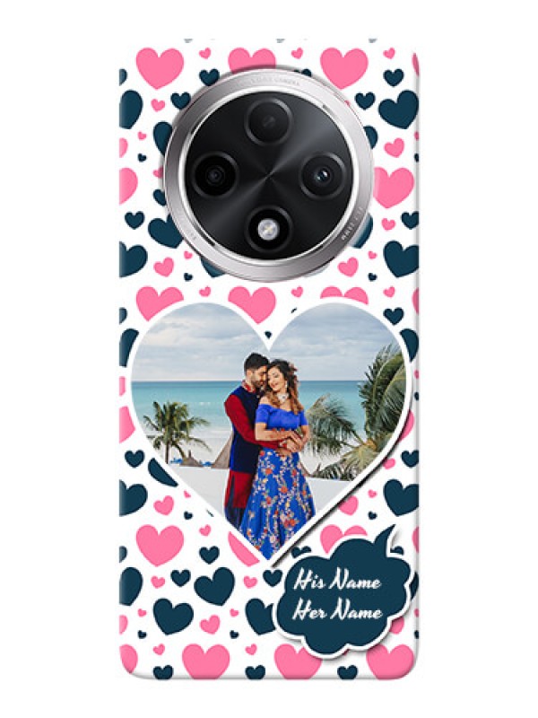 Custom Oppo F27 Pro Plus 5G Mobile Covers Online: Pink And Blue Heart Design
