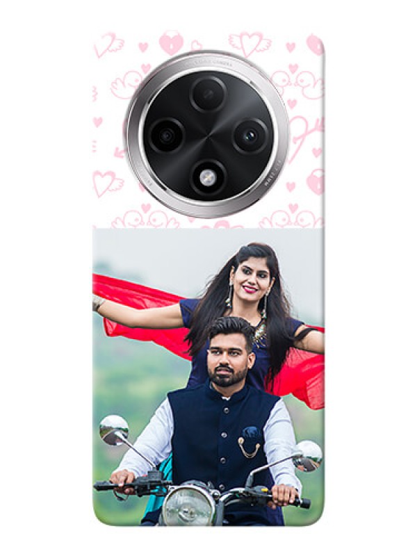 Custom Oppo F27 Pro Plus 5G personalized phone covers: Pink Flying Heart Design