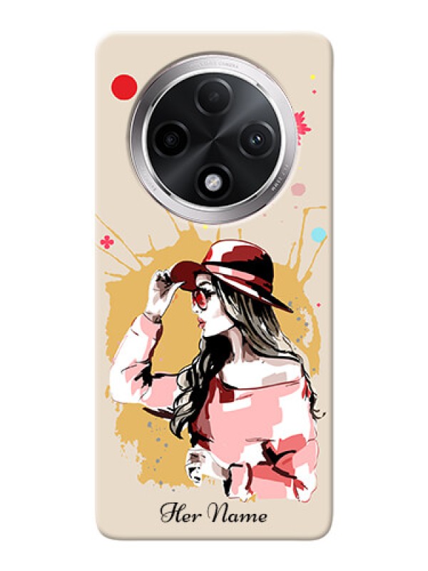 Custom Oppo F27 Pro Plus 5G Photo Printing on Case with Women with pink hat Design