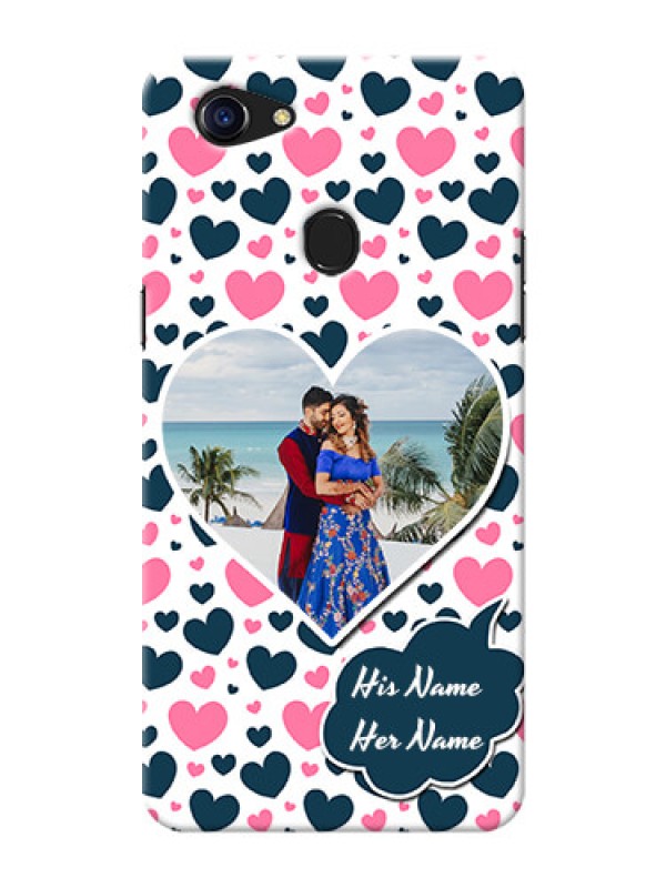 Custom Oppo F5 Youth Mobile Covers Online: Pink & Blue Heart Design