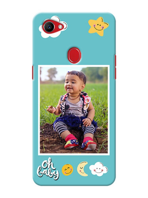 Custom Oppo F7 kids frame with smileys and stars Design