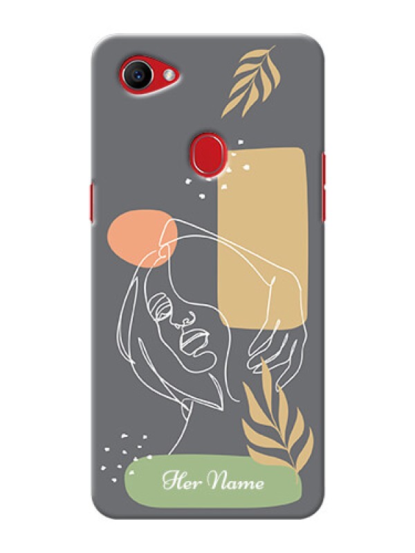 Custom Oppo F7 Phone Back Covers: Gazing Woman line art Design