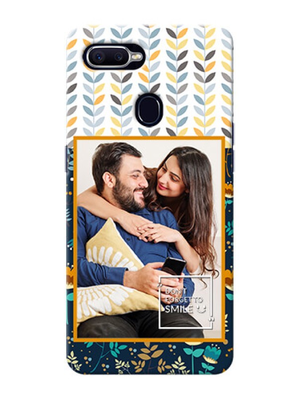 Custom Oppo F9 seamless and floral pattern with smile quote Design