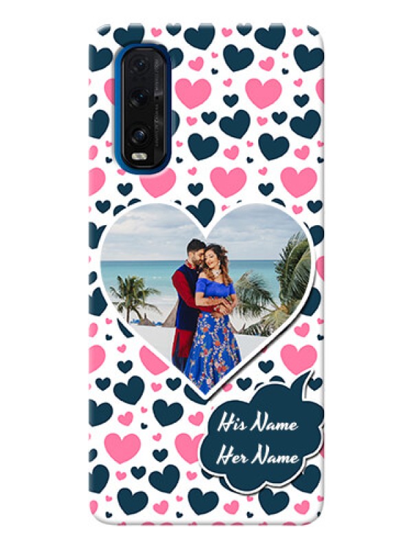 Custom Oppo Find X2 Mobile Covers Online: Pink & Blue Heart Design