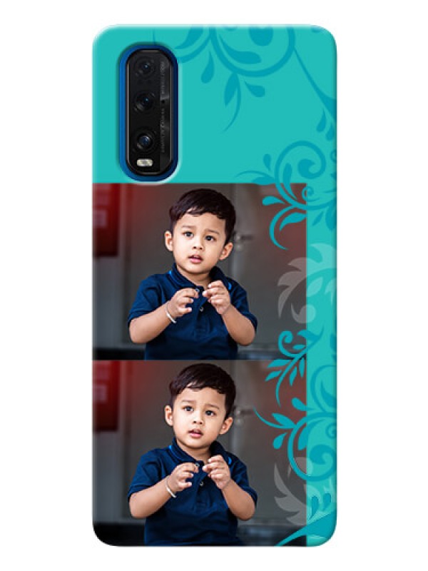 Custom Oppo Find X2 Mobile Cases with Photo and Green Floral Design 