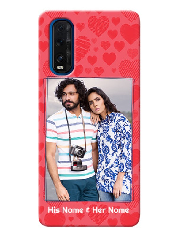 Custom Oppo Find X2 Mobile Back Covers: with Red Heart Symbols Design