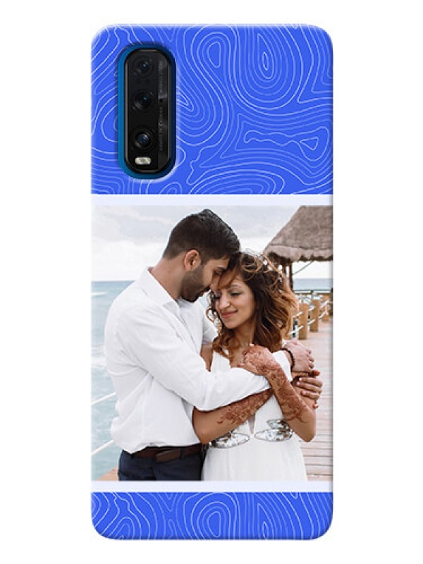 Custom Oppo Find X2 Mobile Back Covers: Curved line art with blue and white Design