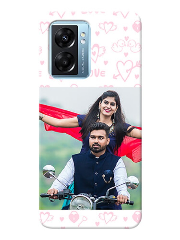 Custom Oppo K10 5G personalized phone covers: Pink Flying Heart Design
