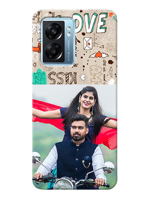 Custom Oppo K10 5G Personalised mobile covers: Love Doodle Pattern 