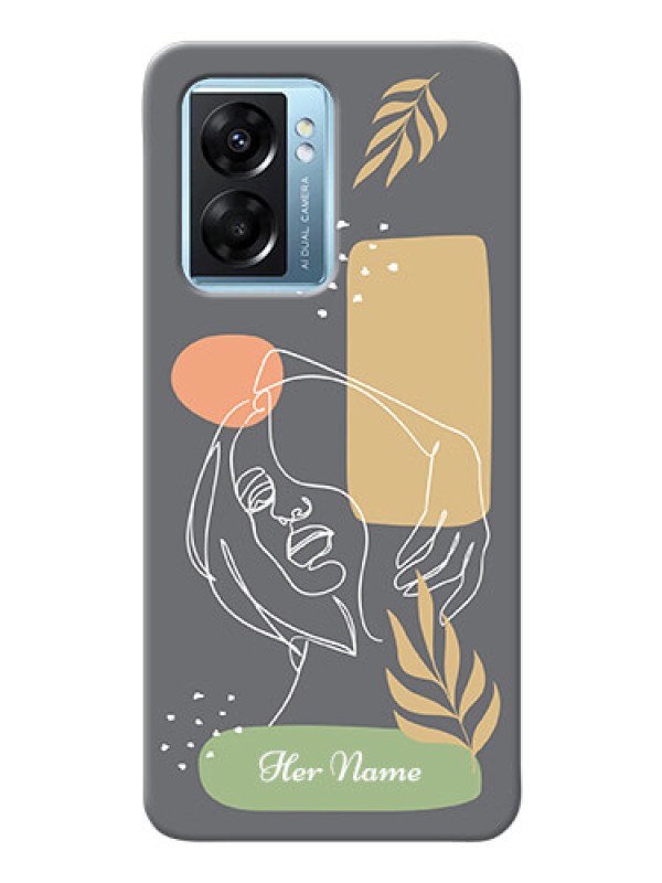 Custom Oppo K10 5G Phone Back Covers: Gazing Woman line art Design