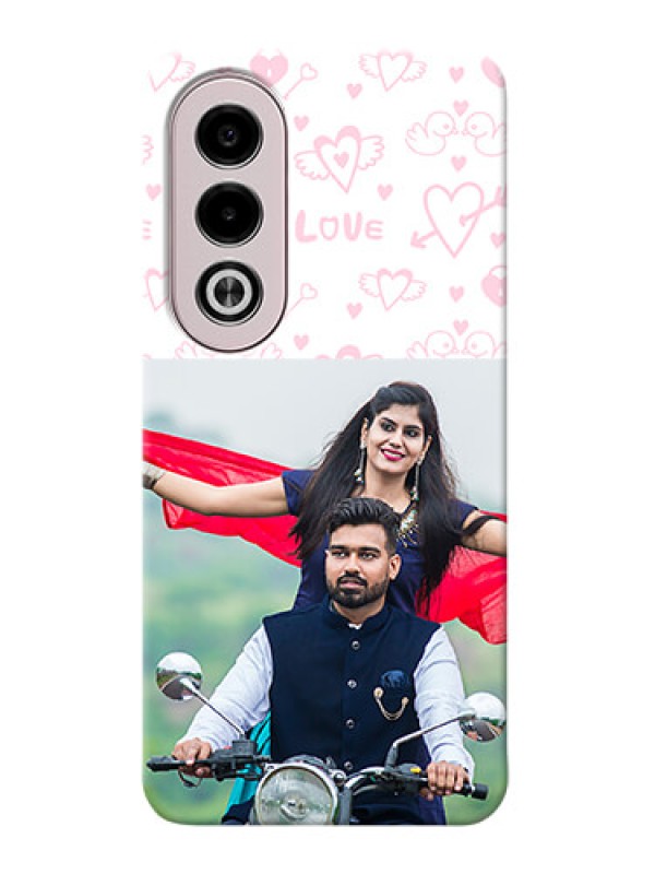 Custom Oppo K12x 5G personalized phone covers: Pink Flying Heart Design